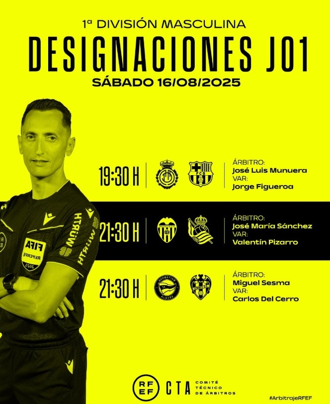 KOK体育平台-西甲首轮裁判安排：穆努埃拉将执法巴萨客战马洛卡